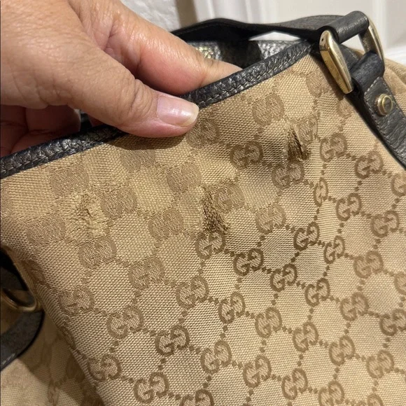Gucci Beige and Dark Brown Shoulder Bag